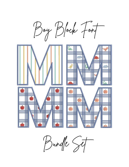 Boy Satin Block Font Set