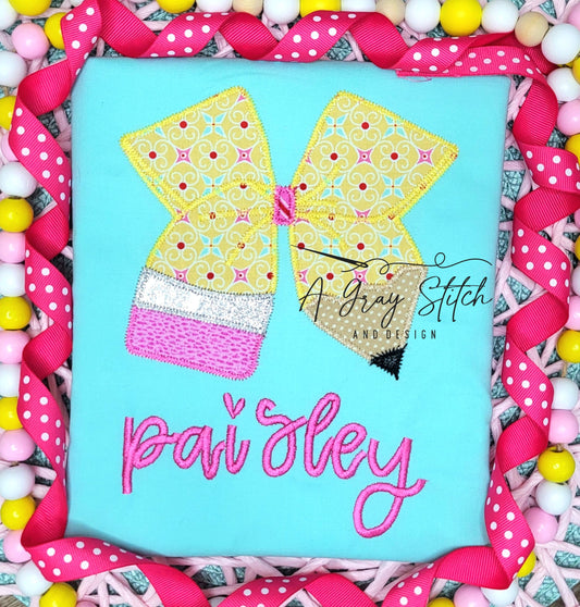 Zig Zag Applique Pencil Coquette Hairbow