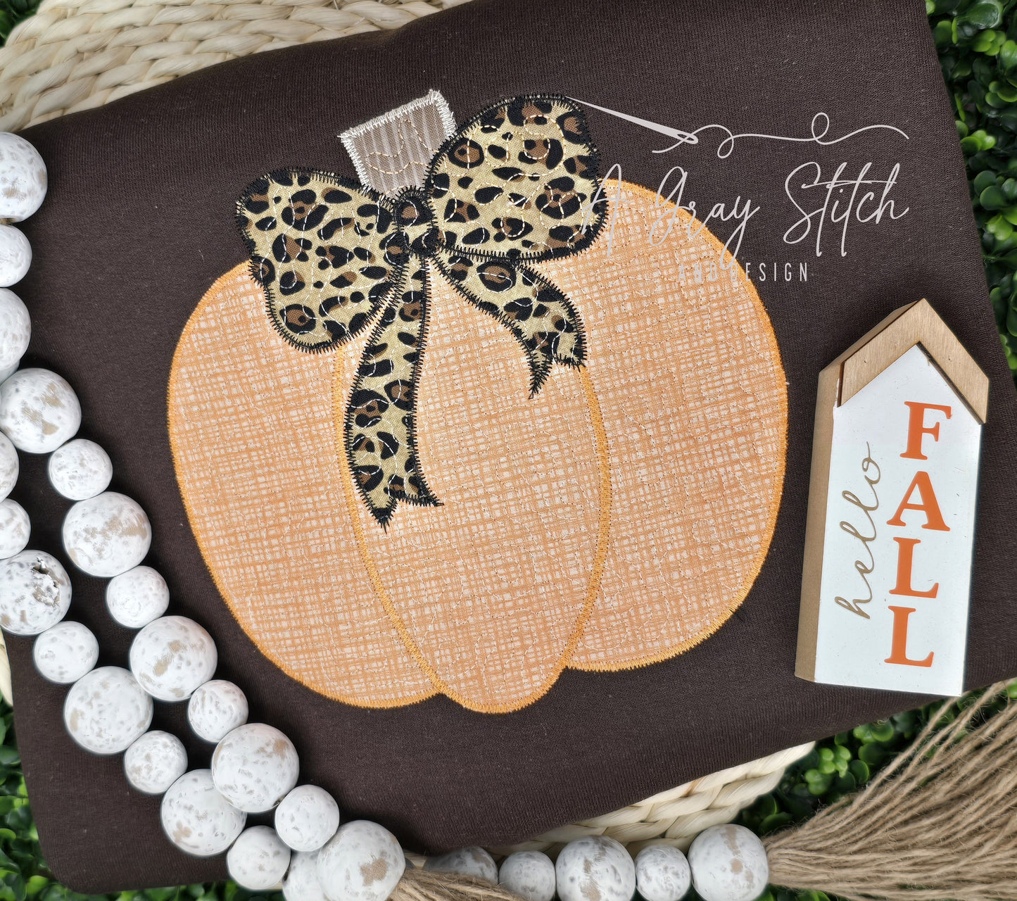 Quilted Patchwork Coquette Pumpkin Applique Design
