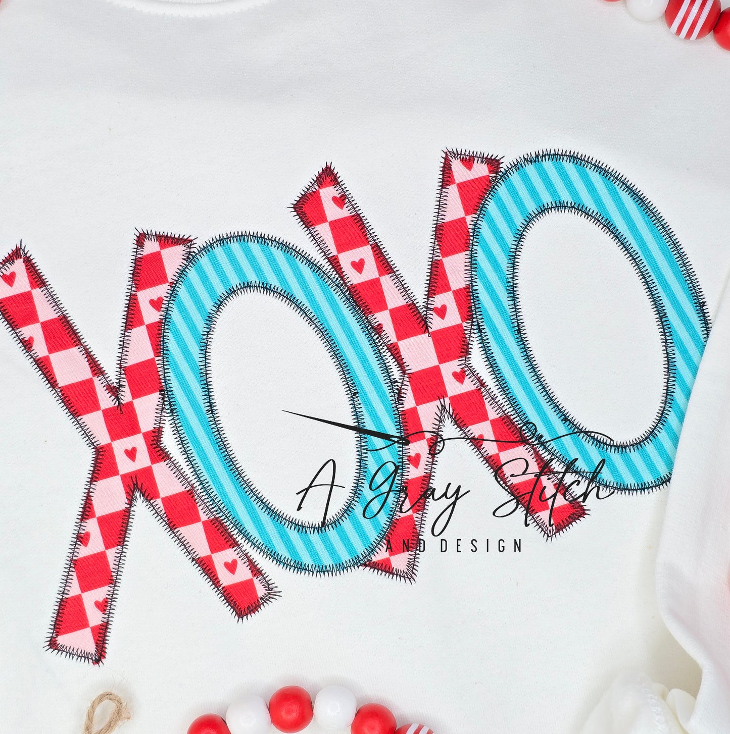 XOXO Zig Zag Applique Quick Stitch Machine Embroidery Design