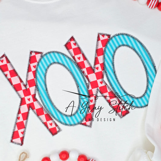 XOXO Zig Zag Applique Quick Stitch Machine Embroidery Design