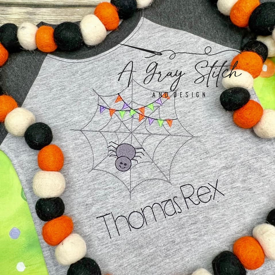 Party Spider Web with Fill Stitch Spider Machine Embroidery Design