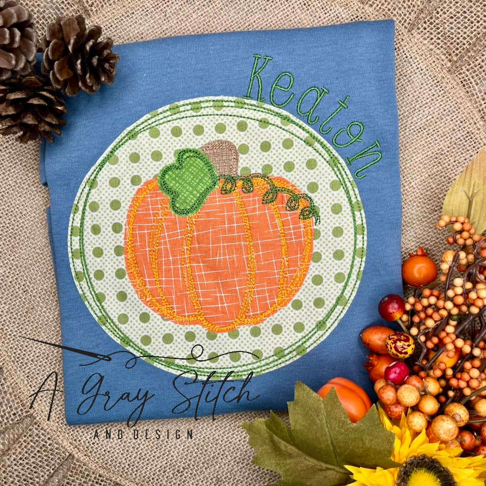 Bean Stitch Scratchy Frame Pumpkin Embroidery Applique Design