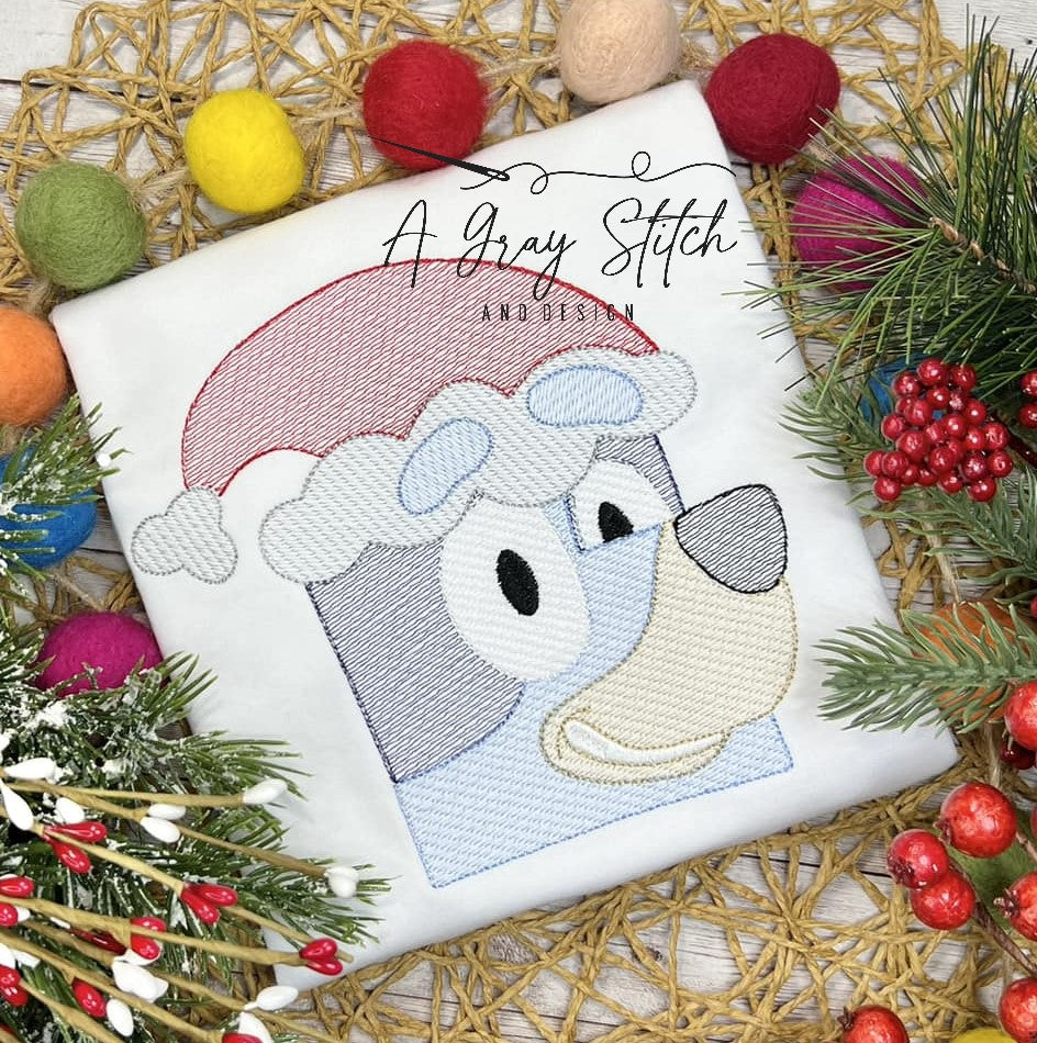 Sketch Fill Christmas Bluey Quick Stitch Machine Embroidery Design