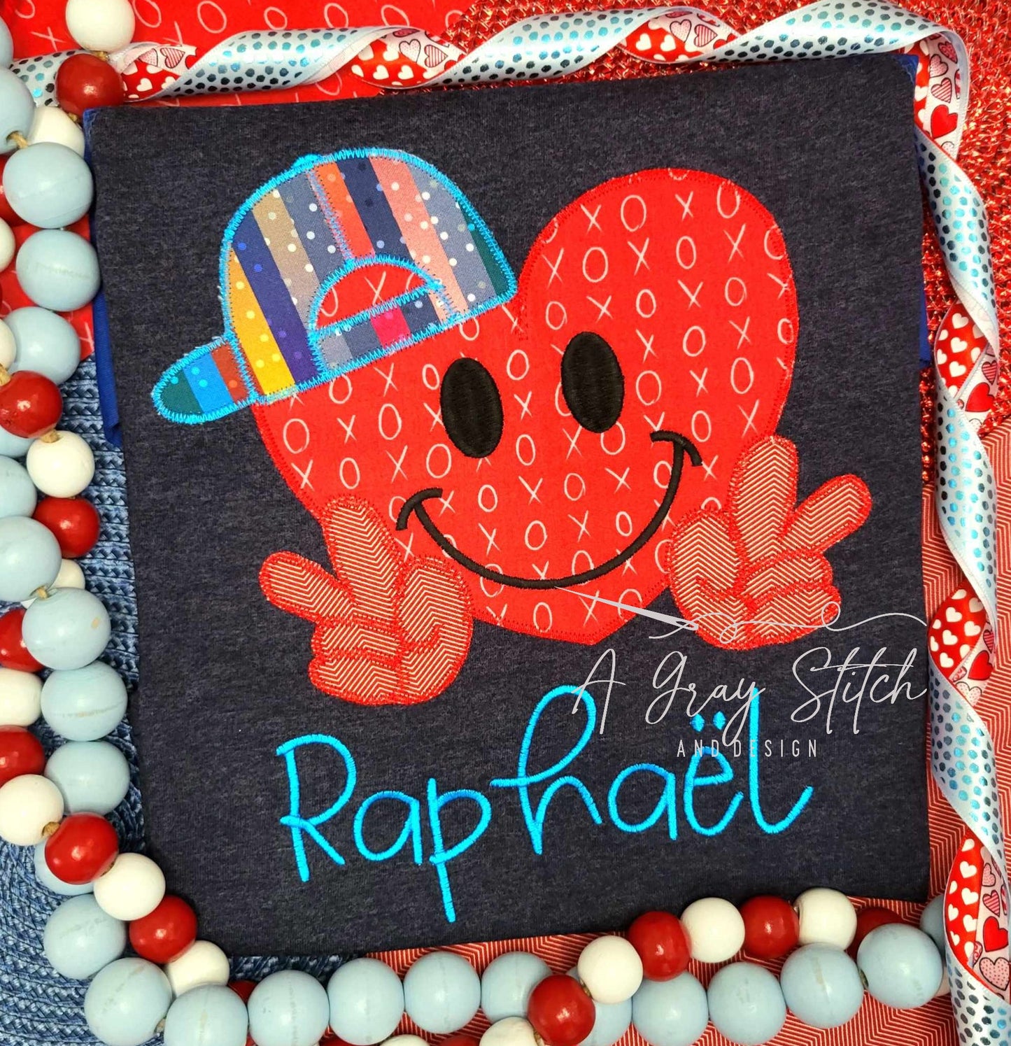 Zig Zag Applique Cool Boy Valentine's Day Dude Machine Embroidery Design