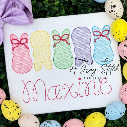 Sketch Fill Girl Jelly Bean Bunny Trio Design