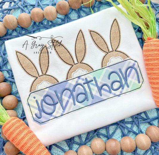 Bean Stitch Applique Bunny Tail Trio Machine Embroidery Design Quick Stitch