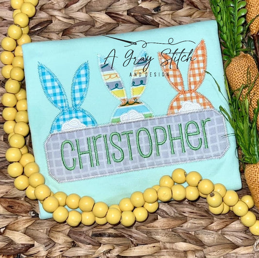 Zig Zag Applique Bunny Tail Trio Quick Stitch Easter Machine Embroidery Design