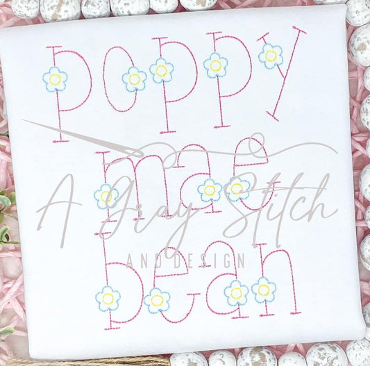 Poppy Mae Bean Stitch Font Machine Embroidery Font BX included