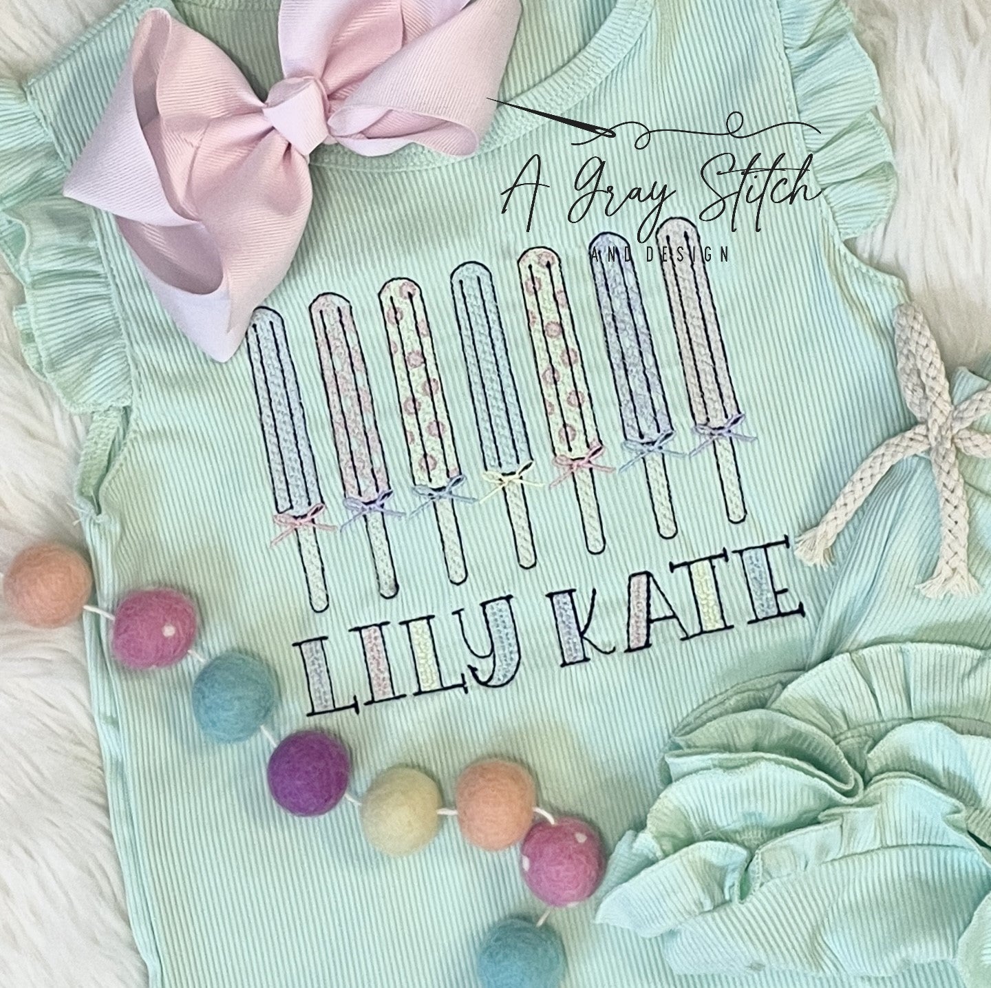 Sketch Fill Cutie Popsicles with Bow