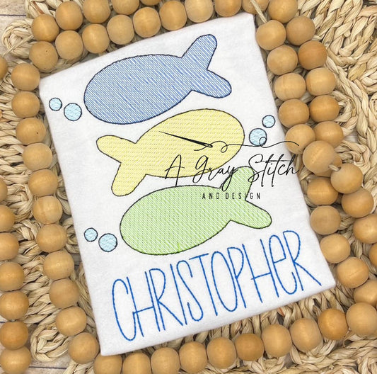 Fish Trio Sketch Fill