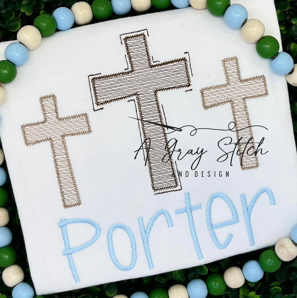 Sketch Fill Cross Trio Religious Easter Design