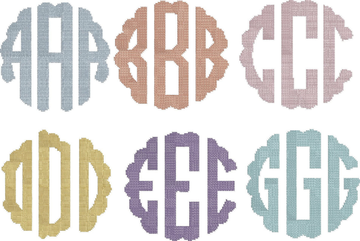 Cross Stitch Scallop Monogram