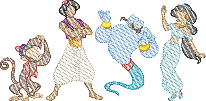 Moroccan Princess and Prince Sketch Fill Machine Embroidery Design