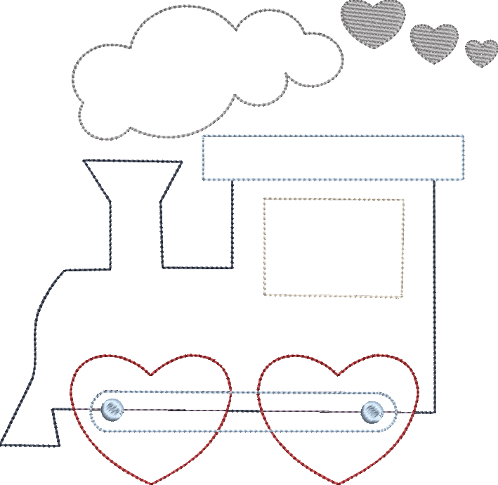 Bean Stitch Applique Valentine's Train Design