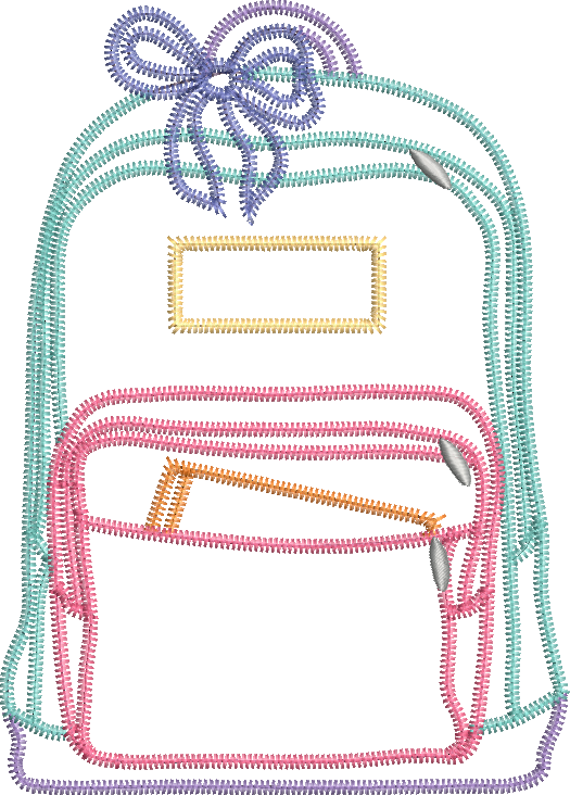 Zig Zag Applique Back to School Book Bag with Bow Design