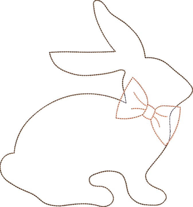 Bean Stitch Applique Bunny with Bow Tie Silhouette Design