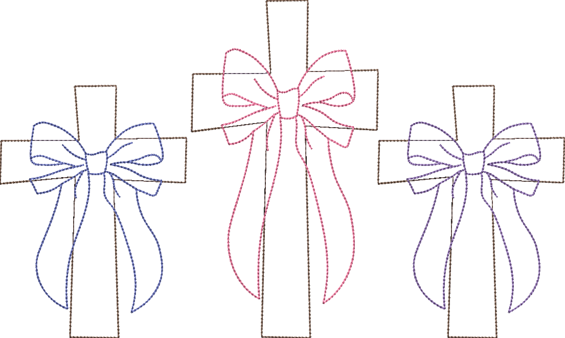 Bean Stitch Cross Trio with Bows Religious Easter Design