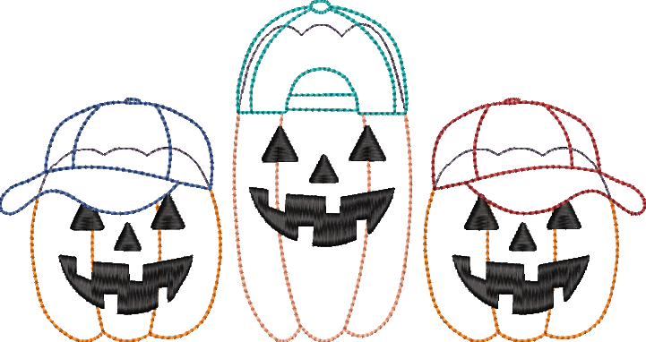 Bean Stitch Cool Dudes Jack O Lanterns Boyish Machine Embroidery Design
