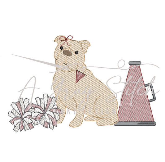 Sketch Game Day Bulldog Cheer Girl