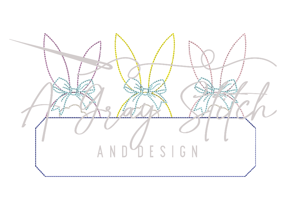 Bean Stitch Bunny Tail Trio with Bows Machine Embroidery Design Quick Stitch