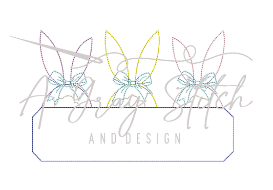 Bean Stitch Bunny Tail Trio with Bows Machine Embroidery Design Quick Stitch