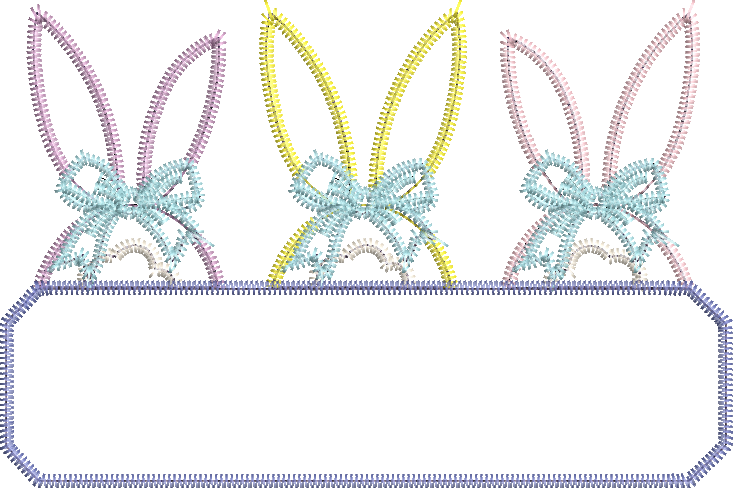 Zig Zag Applique Bunny Tail Trio with Bows Quick Stitch Easter Machine Embroidery Design