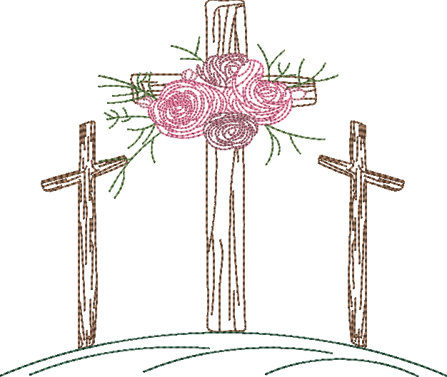 Floral Calvary Scene Vintage Stitch Quick Stitch Machine Embroidery Design