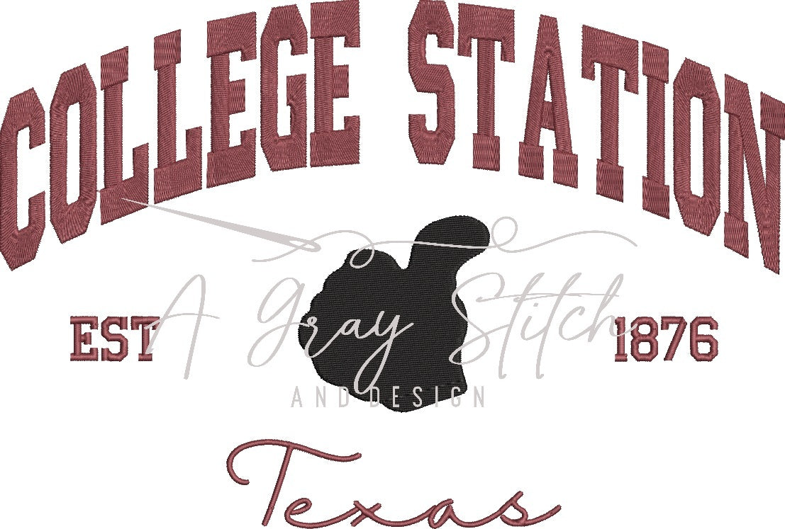 College Station Collegiate Embroidery Design