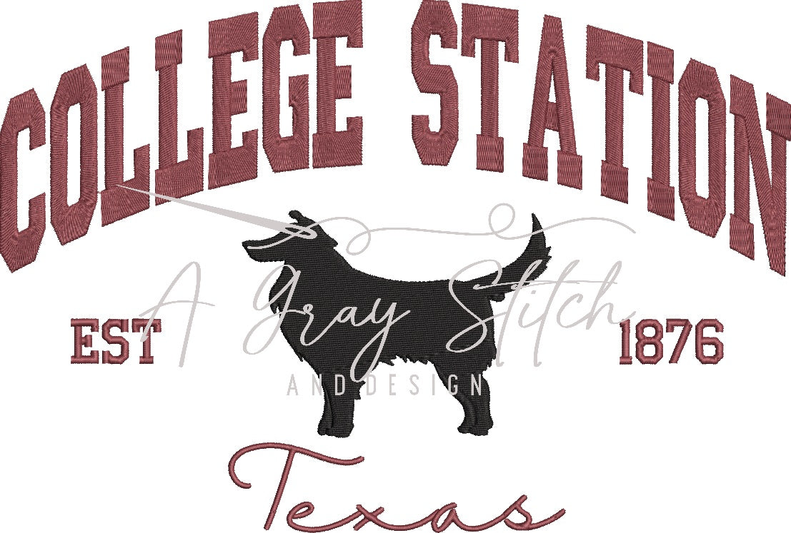 College Station Collegiate Embroidery Design