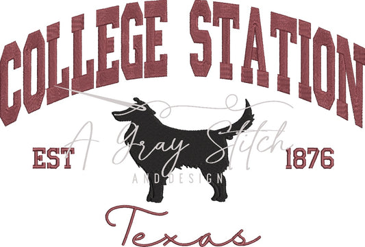 College Station Collegiate Embroidery Design