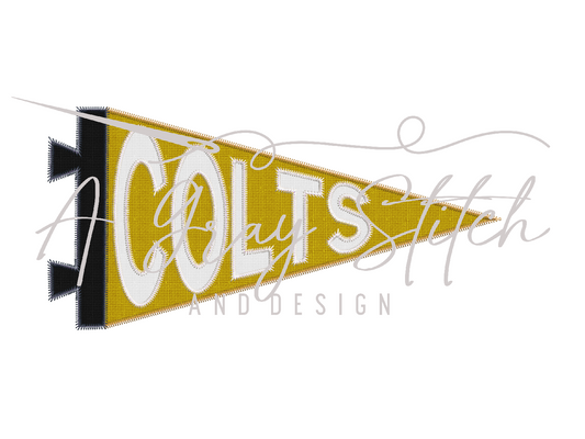 Colts Pennant Flag Machine Embroidery Applique Design