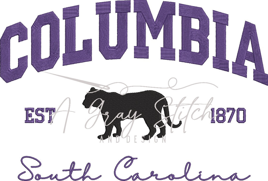 Columbia SC Collegiate Embroidery Design