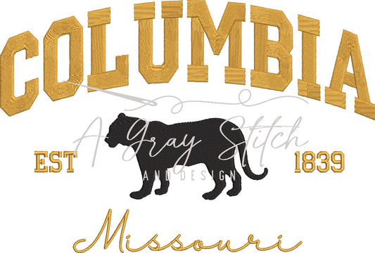 Columbia MO Tigers Collegiate Embroidery Design