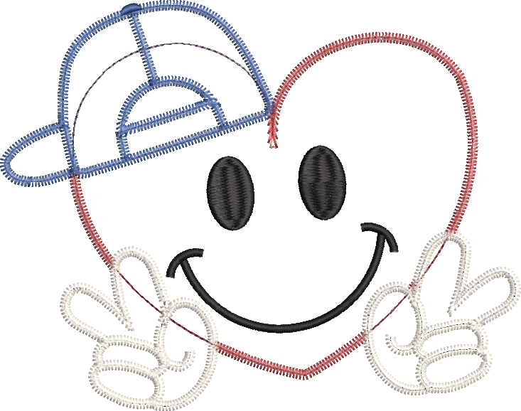 Zig Zag Applique Cool Boy Valentine's Day Dude Machine Embroidery Design