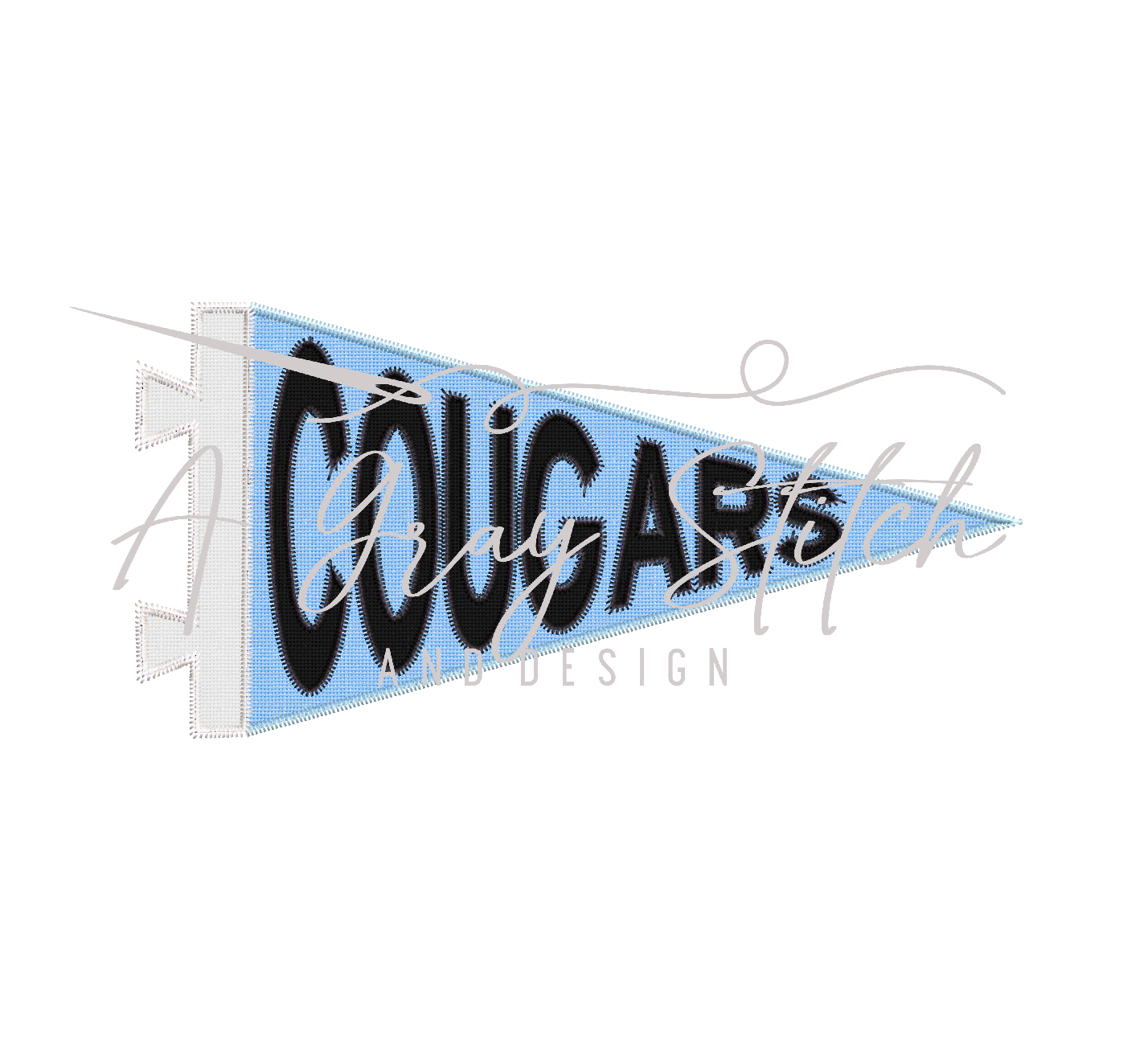 Cougars Pennant Flag Machine Embroidery Applique Design