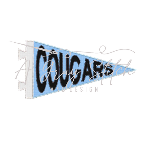 Cougars Pennant Flag Machine Embroidery Applique Design
