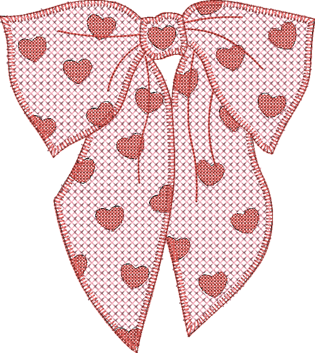 Cross Stitch Heart Droopy Bow
