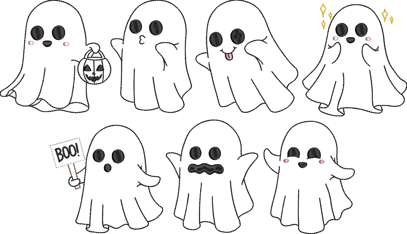 Cutie Ghost Bundle Bean Stitch Applique