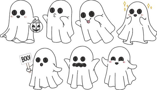 Cutie Ghost Bundle Bean Stitch Applique