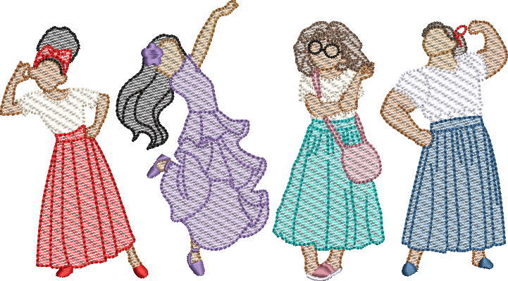 Magical House Family Sketch Fill Machine Embroidery Design