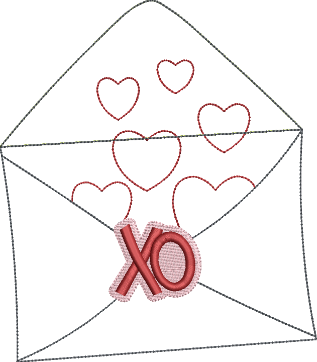 Bean Stitch Valentine's Envelope Hearts Design