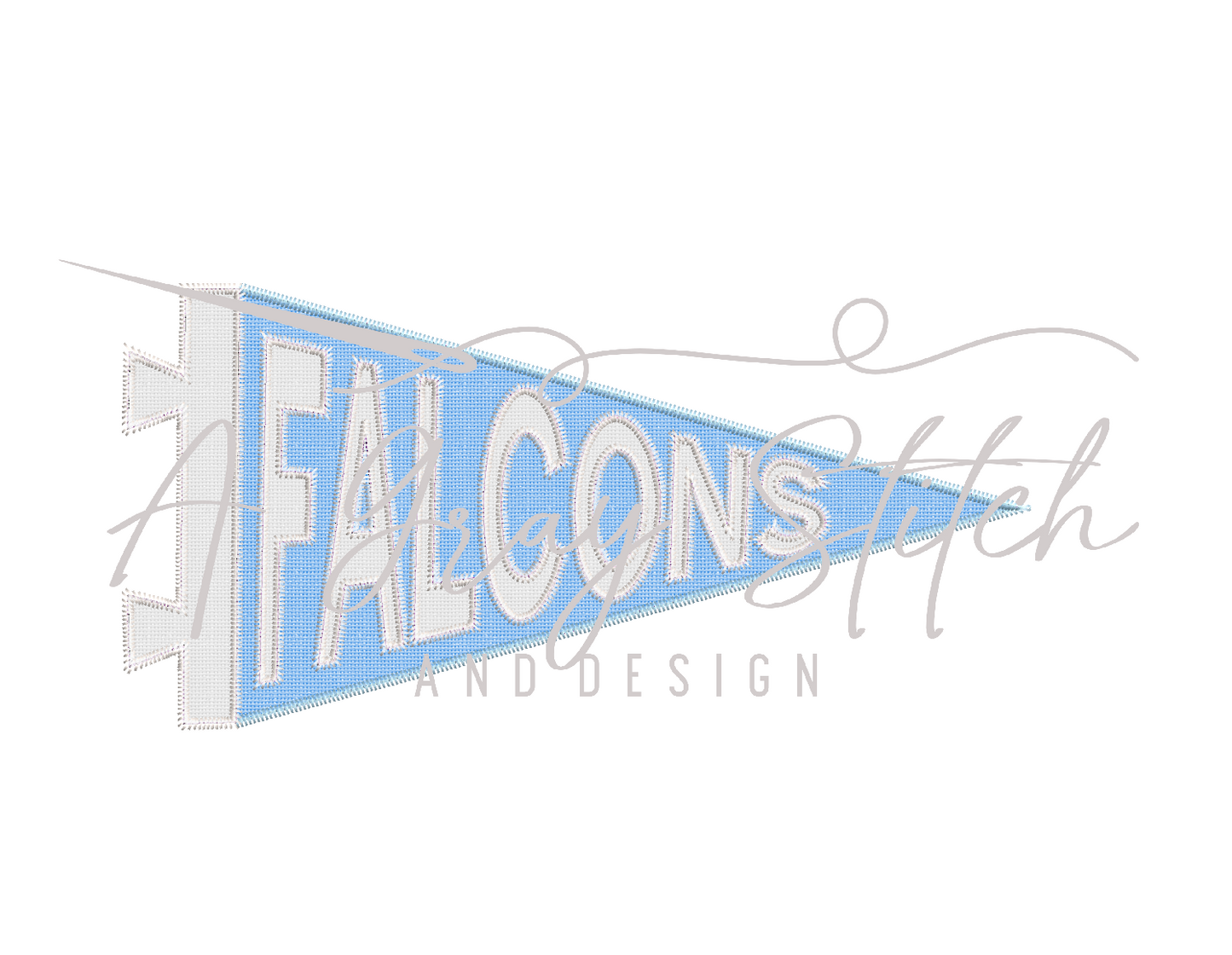 Falcons Pennant Flag Machine Embroidery Applique Design