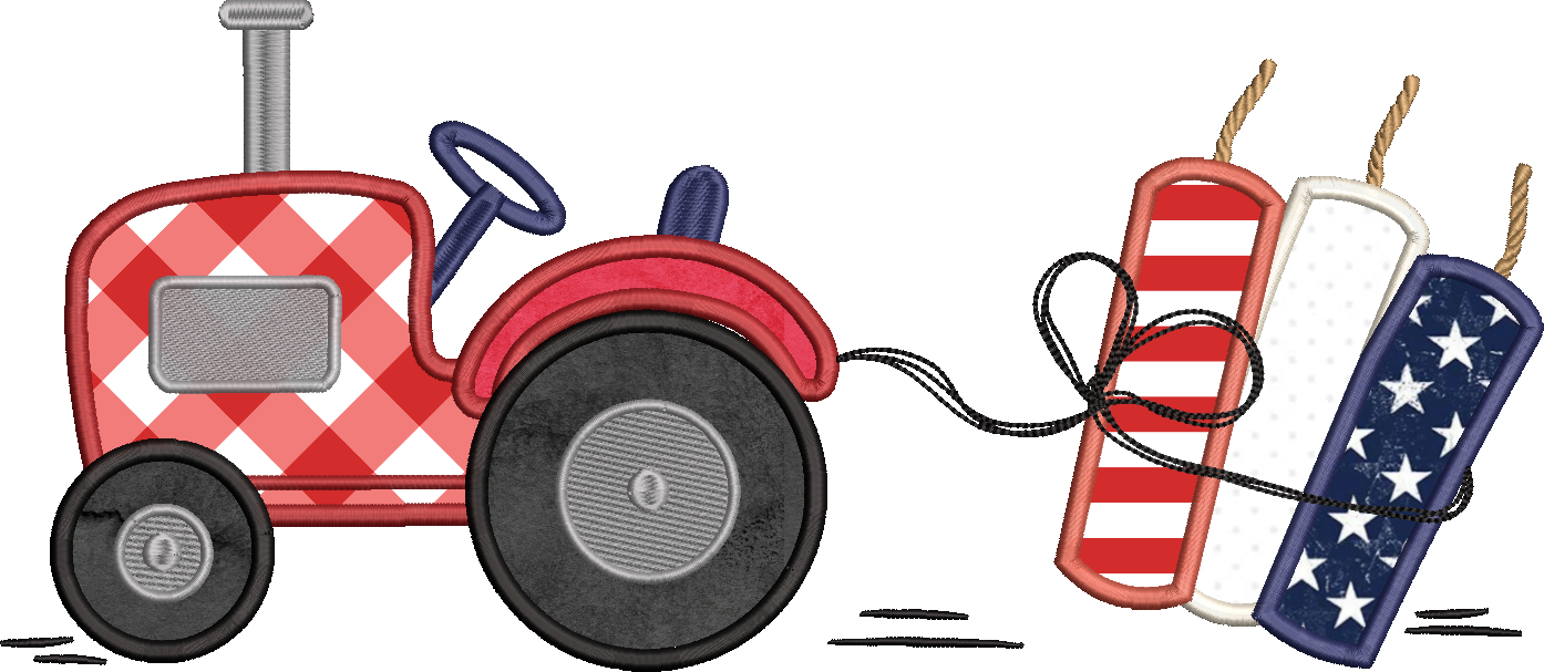 Satin Applique Firecracker Tractor