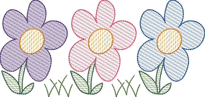 Sketch Fill Spring Flower Trio