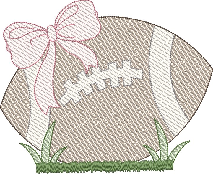 Sketch Fill Football with Bow in Grass Design