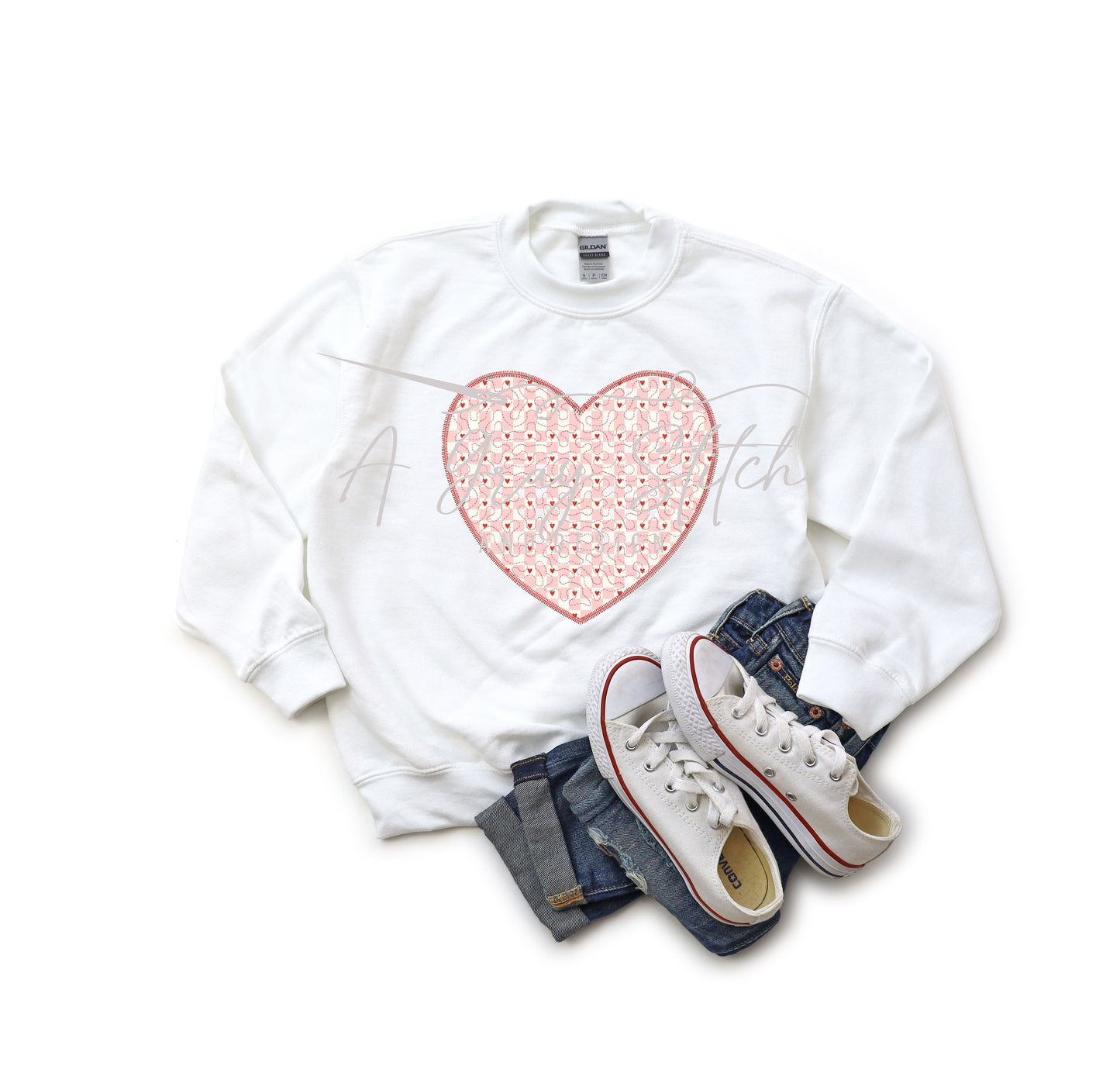 Quilted Solid Valentine's Heart Applique Design