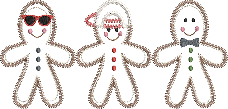 Zig Zag Gingerdude Trio Applique Design