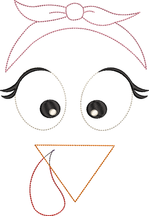 Bean Stitch Applique Turkey Face with Headband Machine Embroidery Design Quick Stitch