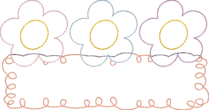 Bean Stitch Applique Spring Groovy Daisy Trio Machine Embroidery Design